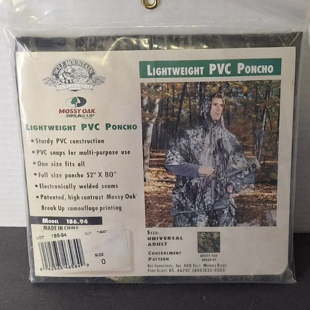 Mossy Oak Rain Jacket Lightweight PVC Poncho One Size With Hood Camouflage - Picture 1 of 4